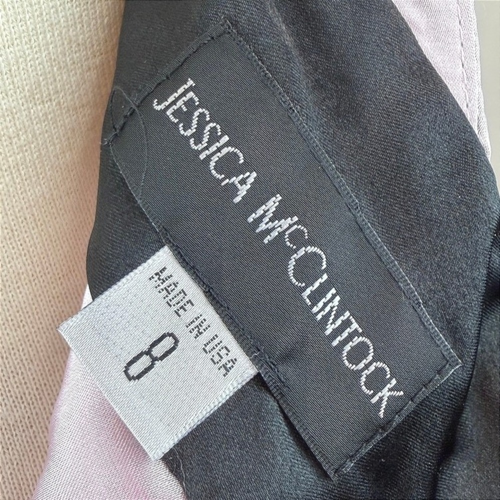 JESSICA McCLINTOCK (8) Pink Satin Halter Dress Pockets Y2K Party Prom Cocktail - Picture 9 of 10